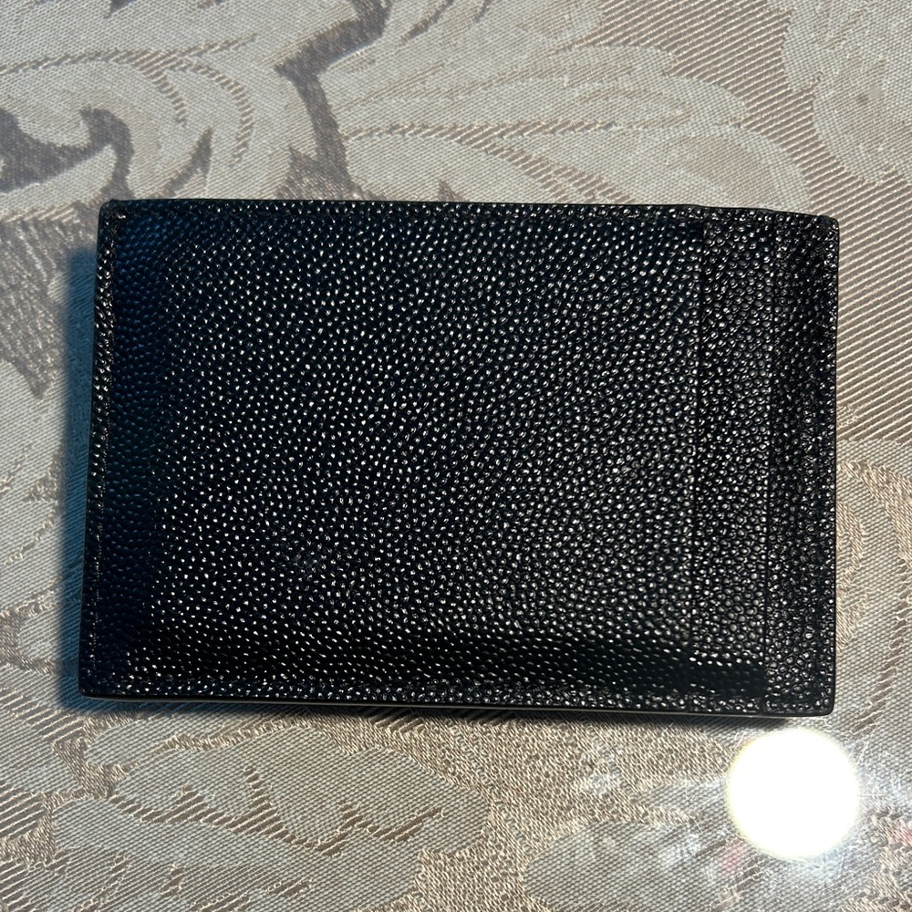 Yves Saint Laurent Black and Gold Textured Wallet - Picture 2 of 9